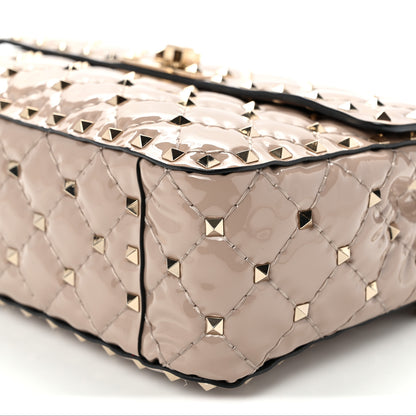 Valentino Garavani Patent Medium Rockstud Spike Shoulder Bag Poudre 9 of 10