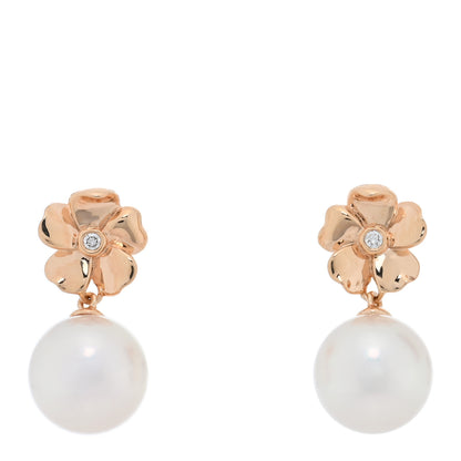 Mikimoto 18K Rose Gold Diamond Akoya Pearl 8mm Cherry Blossom Earrings 1 of 5