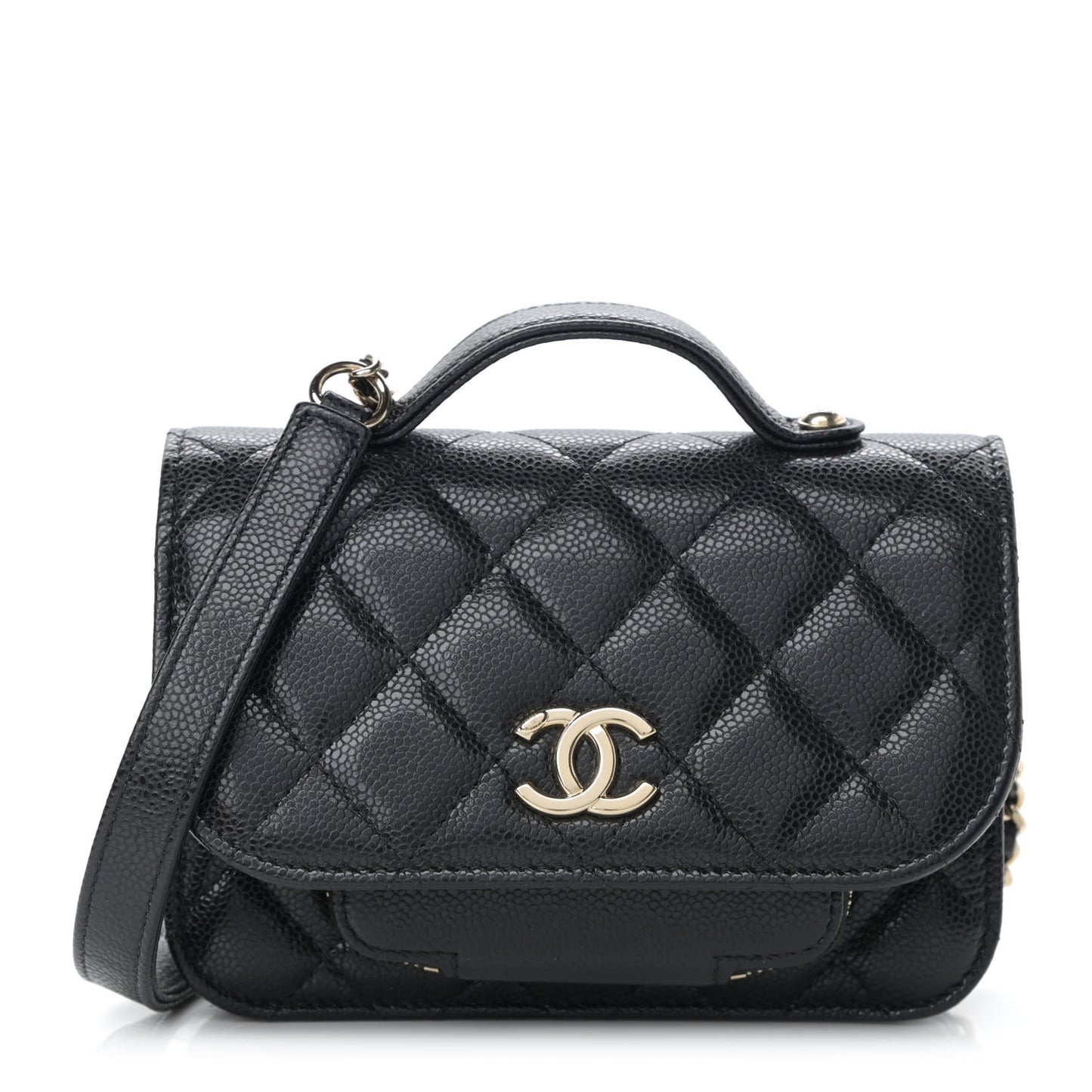 Caviar Quilted Business Affinity Clutch With Chain Black