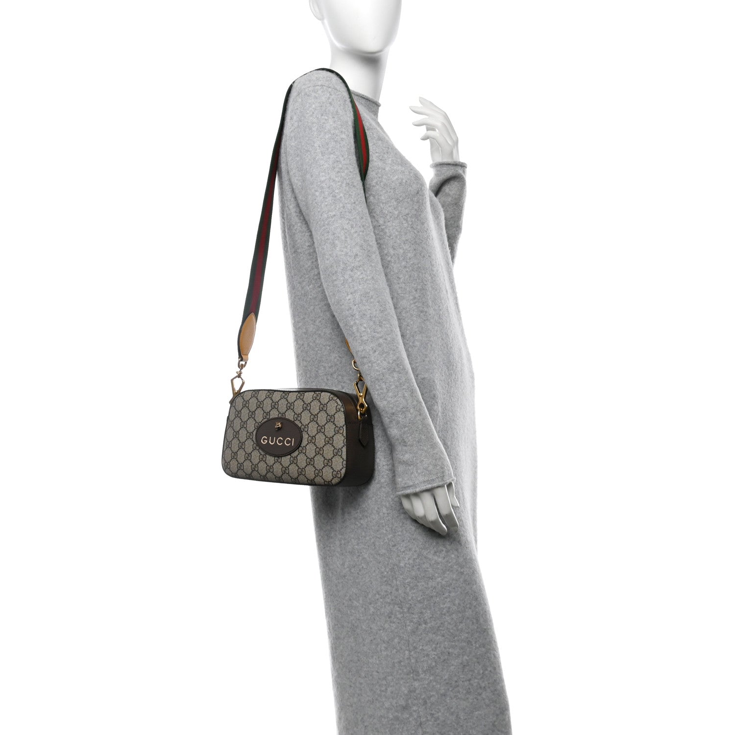 Gucci GG Supreme Monogram Web Neo Vintage Shoulder Bag Beige New Acero Crop 2 of 10