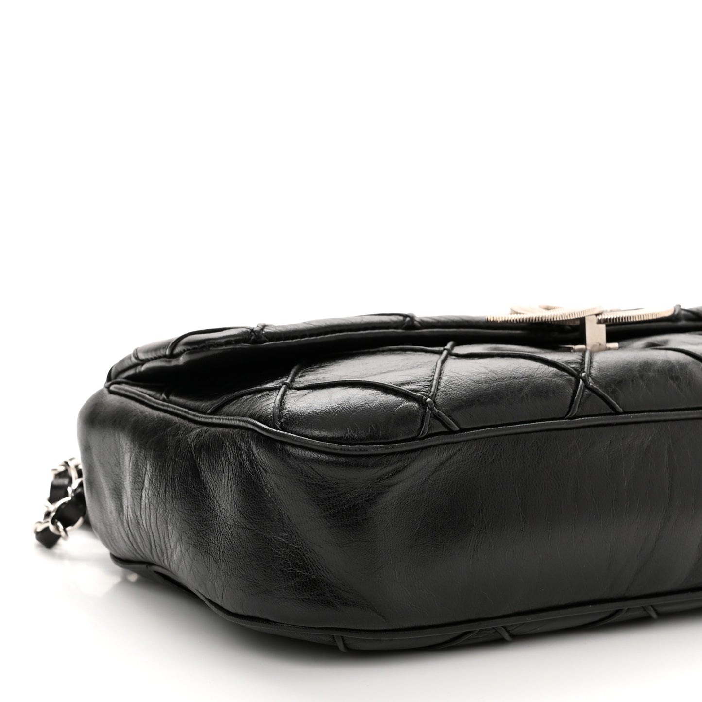 Lambskin Quilted Giant CC Flap Shoulder Bag Black