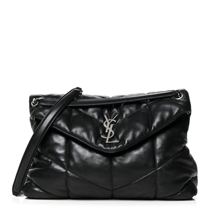 Saint Laurent Lambskin Quilted Small Loulou Puffer Monogram Chain Satchel Black 1 of 11