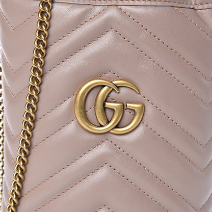 Gucci Calfskin Matelasse Mini GG Marmont 2.0 Bucket Bag Porcelain Rose 7 of 9