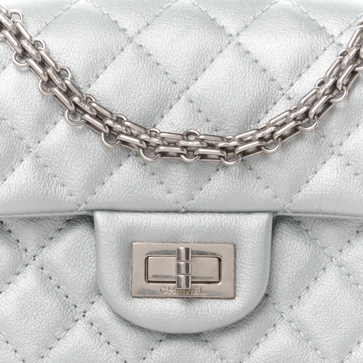 Chanel Metallic Grained Calfskin Quilted 2.55 Reissue Mini Flap Silver 8 of 10