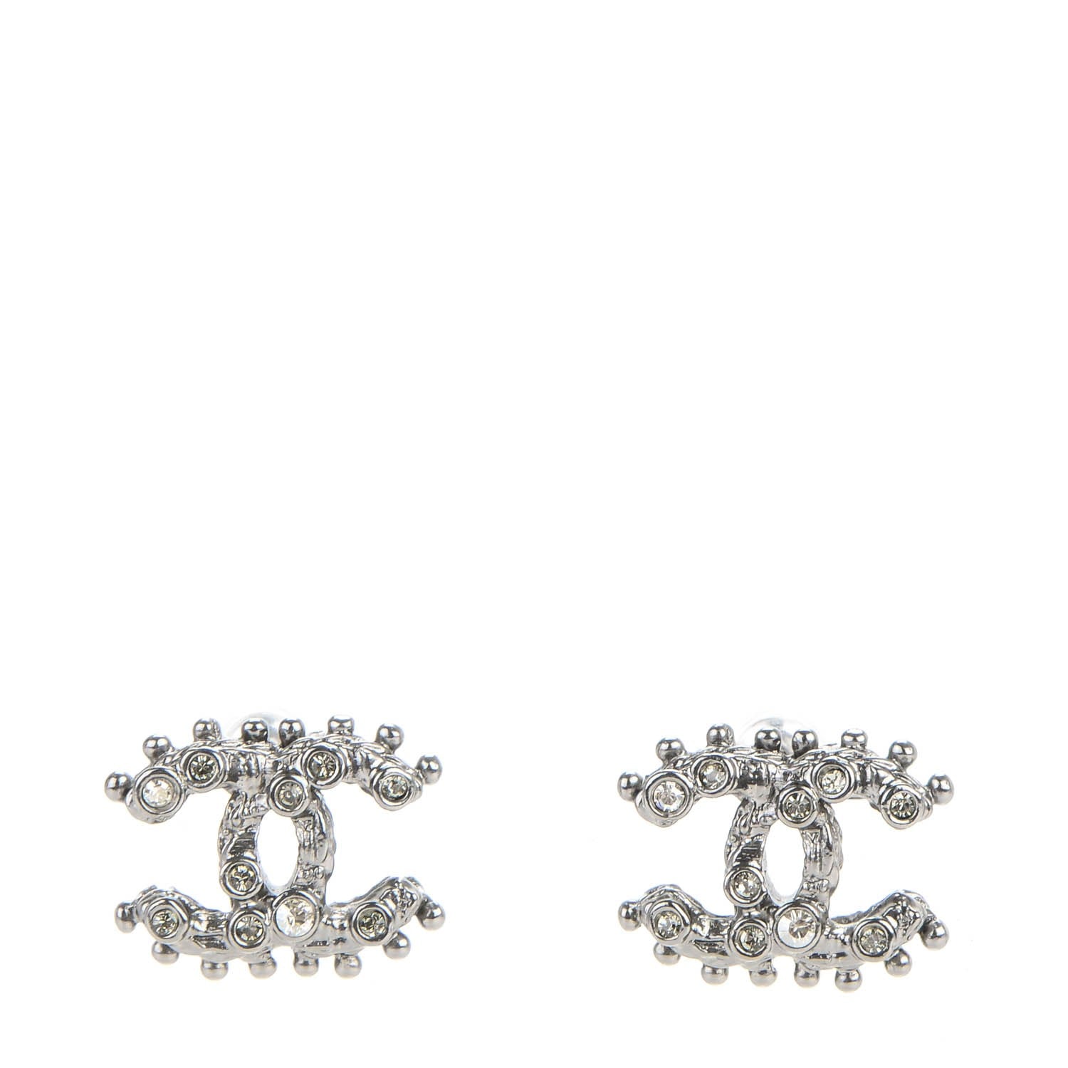 Chanel Crystal CC Earrings Silver 1 of 4
