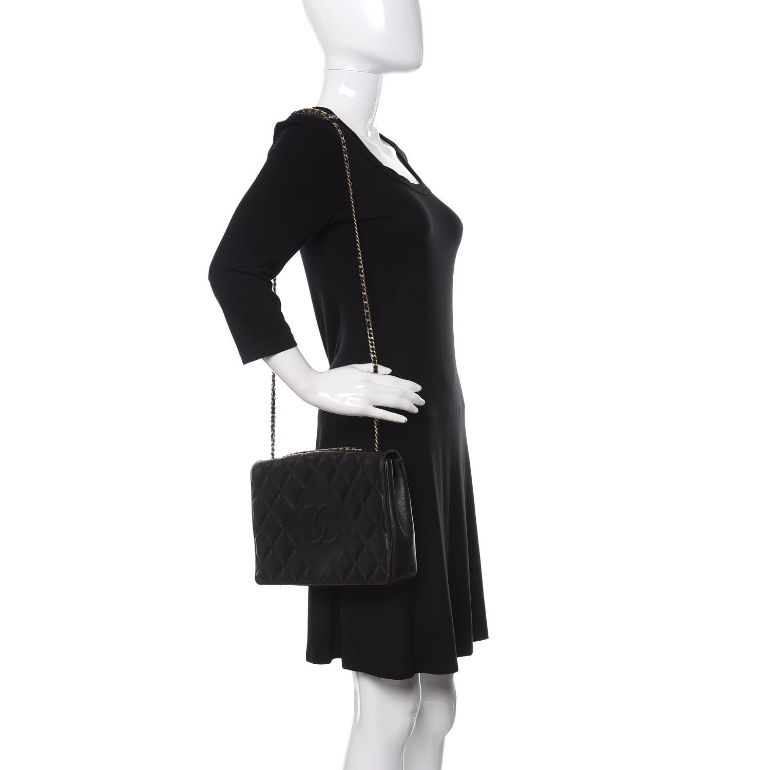 Chanel Lambskin Quilted Medium Diamond CC Flap Black 2 of 19