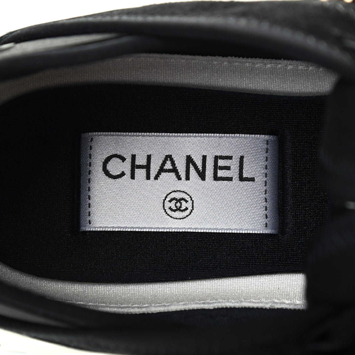 Velvet Calfskin Mixed Fibers CC Sneakers 39.5 Black