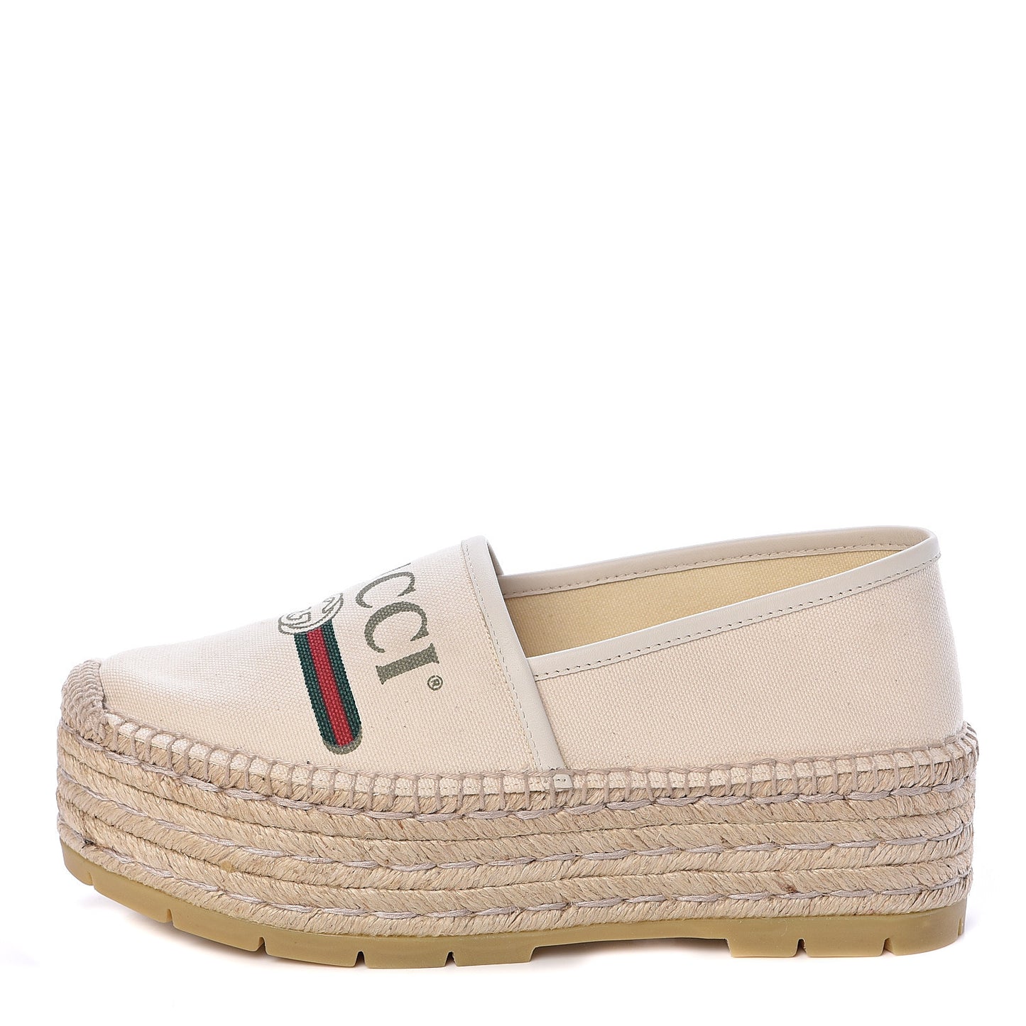 Canvas Logo Platform Espadrilles 37 Off White