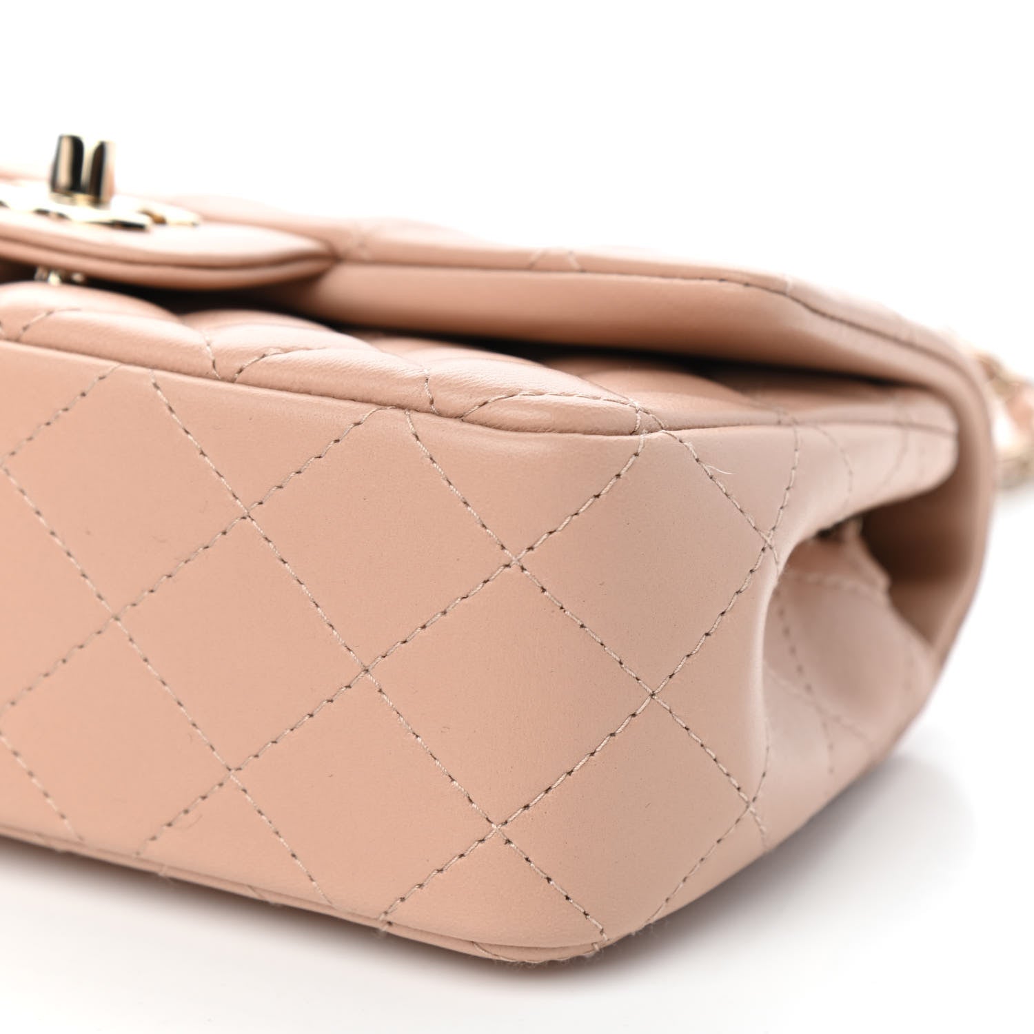 Chanel Lambskin Quilted Mini Rectangular Flap Beige 9 of 11
