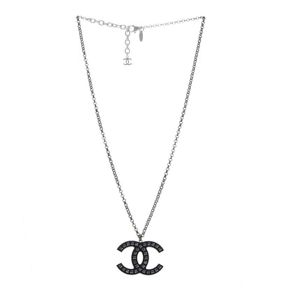 Chanel Resin Baguette Crystal CC Necklace Black 3 of 6