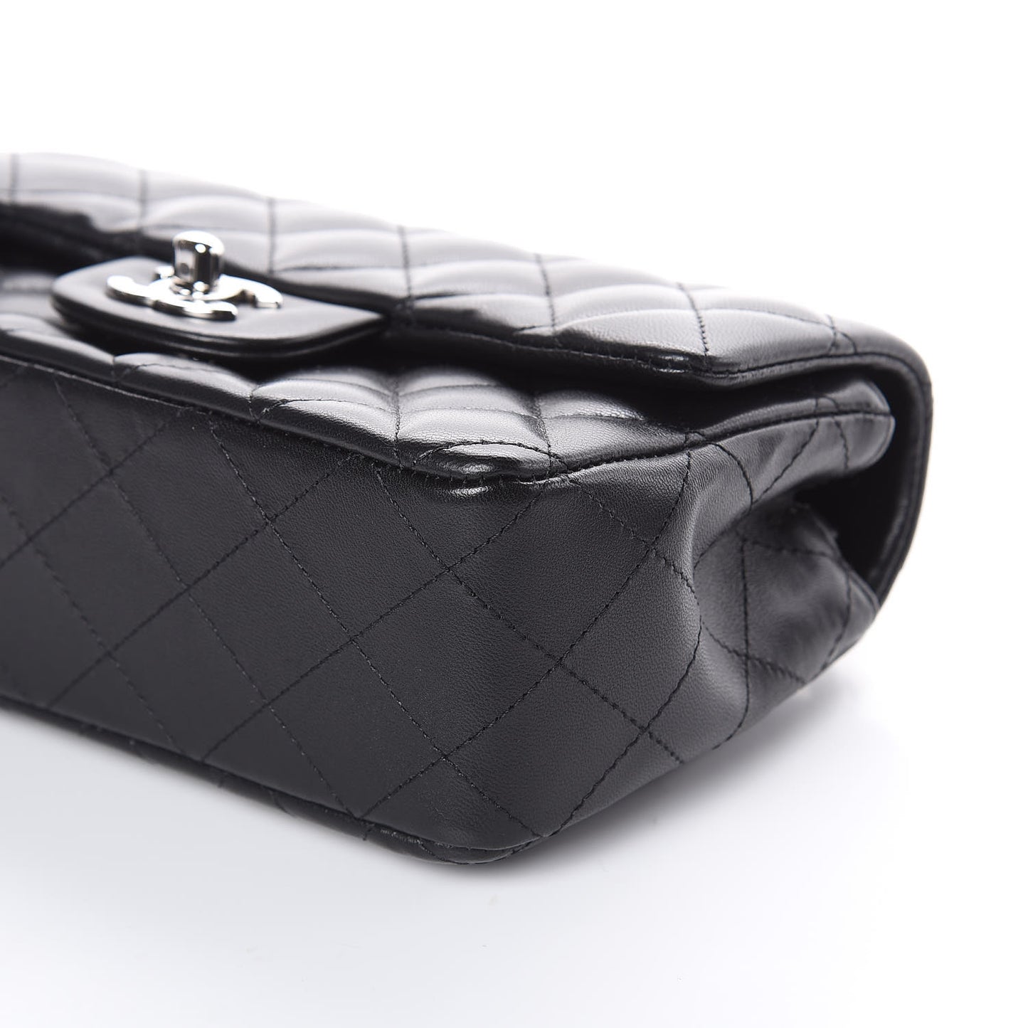 Lambskin Quilted Mini Rectangular Flap Black