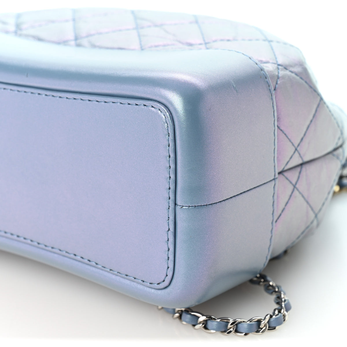 Iridescent Lambskin Calfskin Quilted Gabrielle Backpack Light Purple