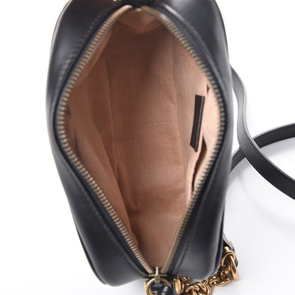 Gucci Calfskin Matelasse Mini GG Marmont Chain Shoulder Bag Black 5 of 7