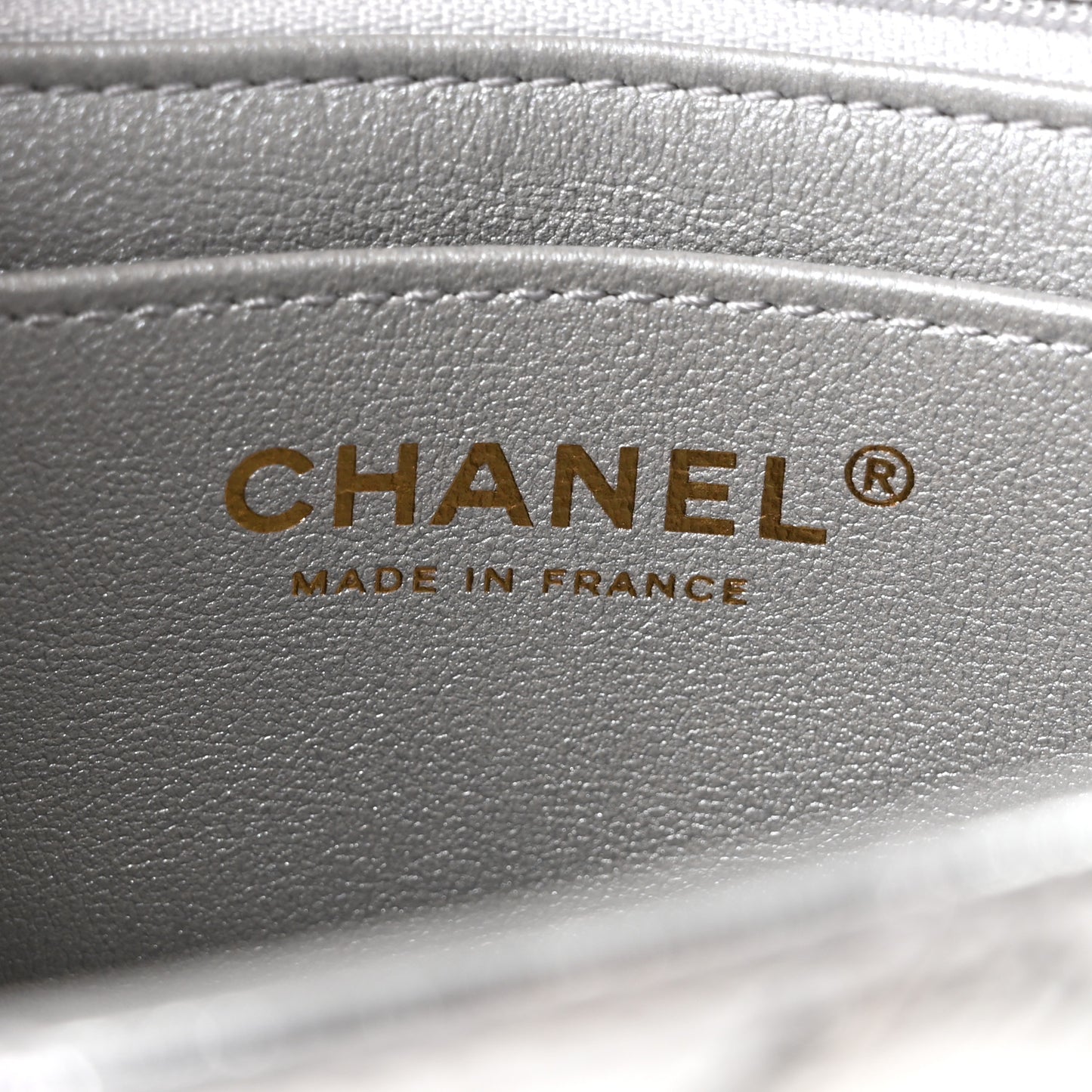 Hammered Metallic Calfskin Quilted Small Double Flap Silver
