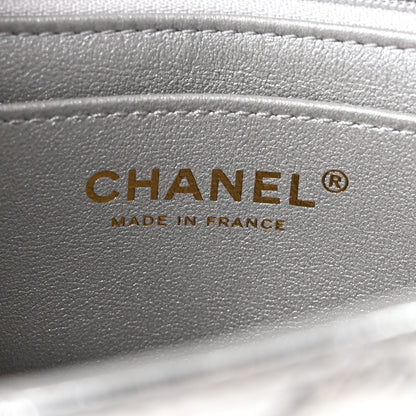 Chanel Hammered Metallic Calfskin Quilted Small Double Flap Silver 6 of 11