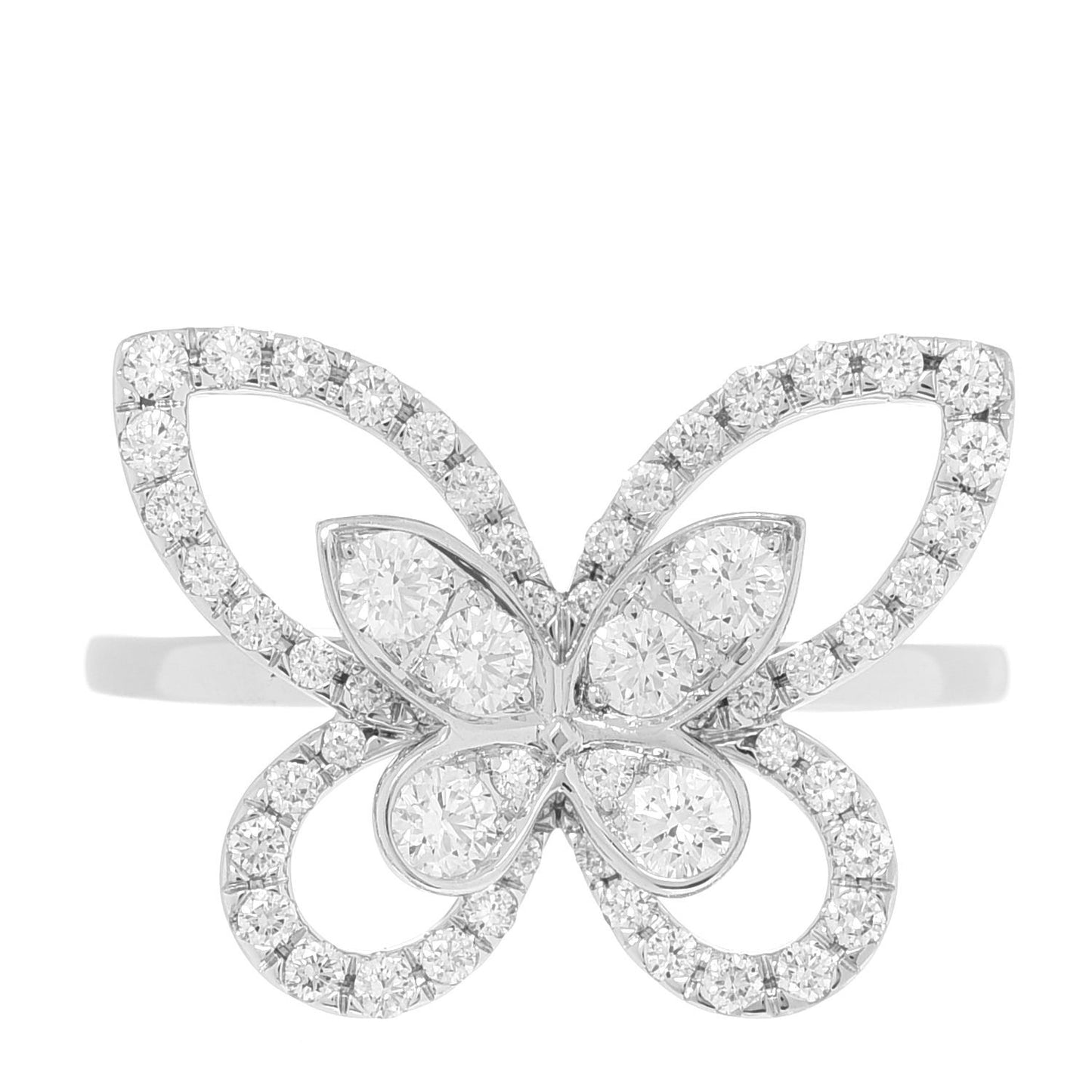 18K White Gold Diamond Butterfly Silhouette Ring 50 5.5