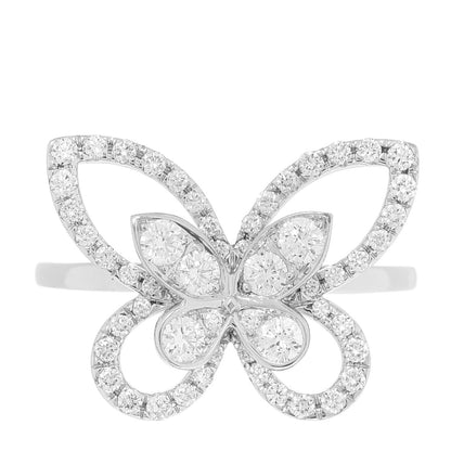 Graff 18K White Gold Diamond Butterfly Silhouette Ring 50 5.5 1 of 7