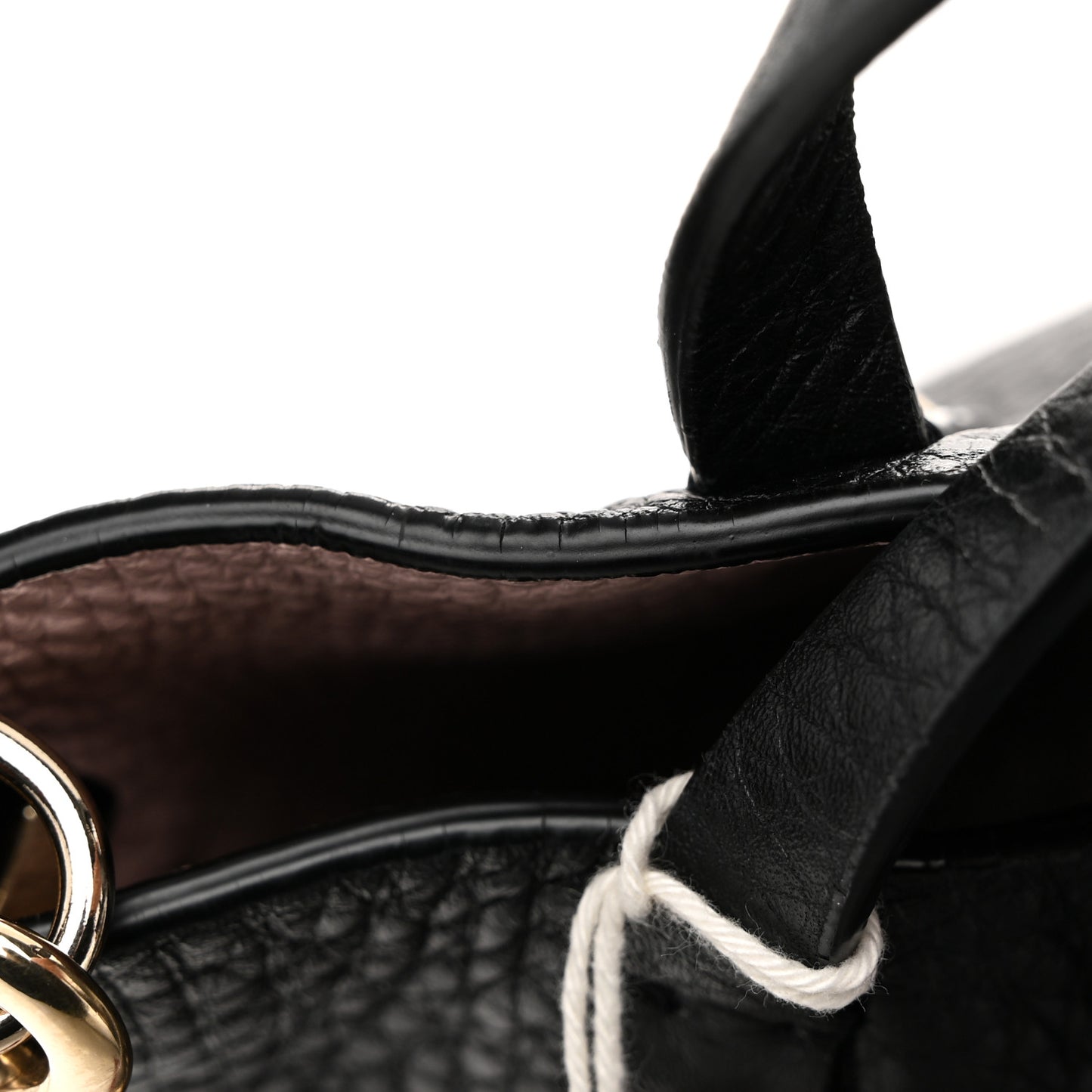 Grained Calfskin Small Rockstud Flip Lock Tote Black Rose Quartz