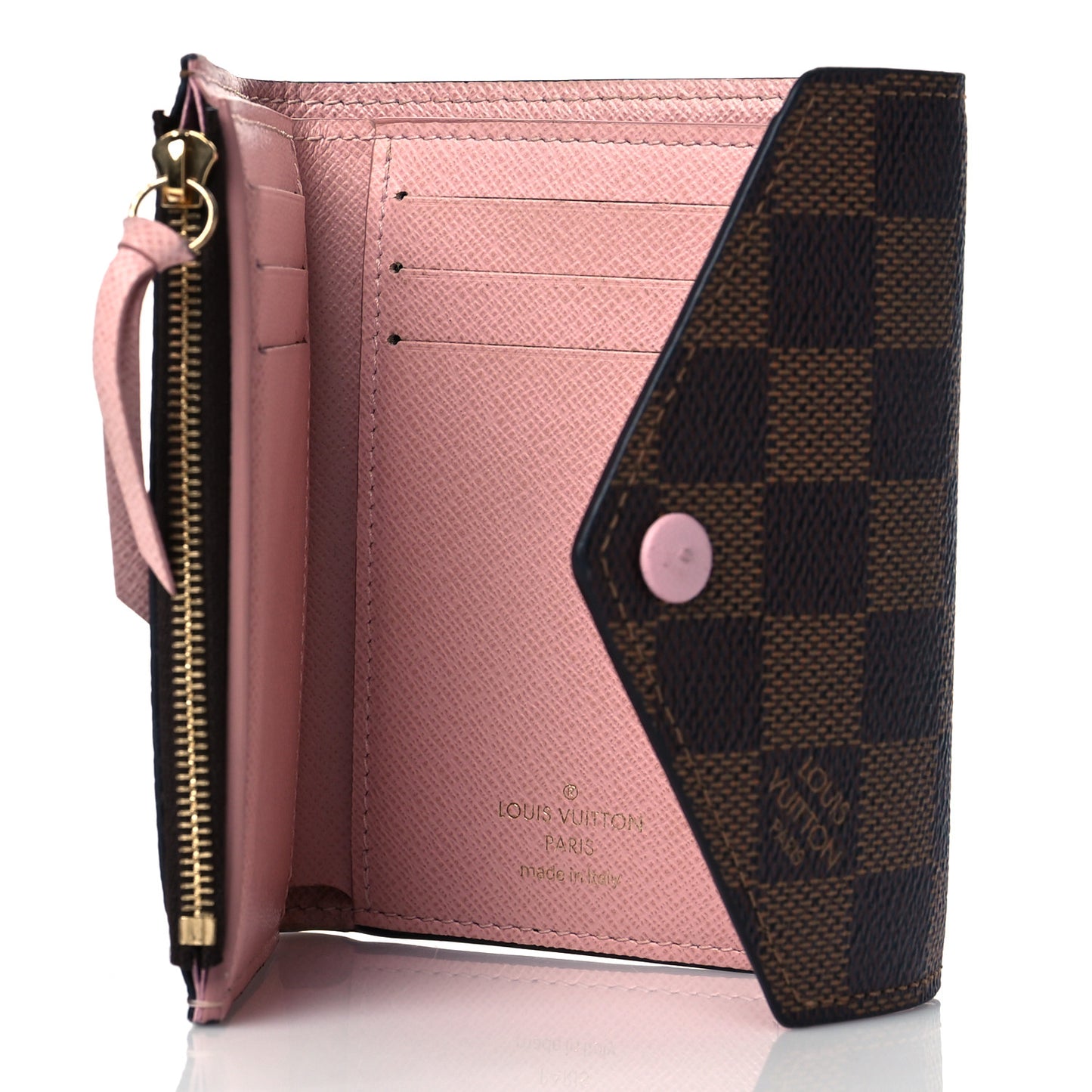 Damier Ebene Victorine Wallet Rose Ballerine