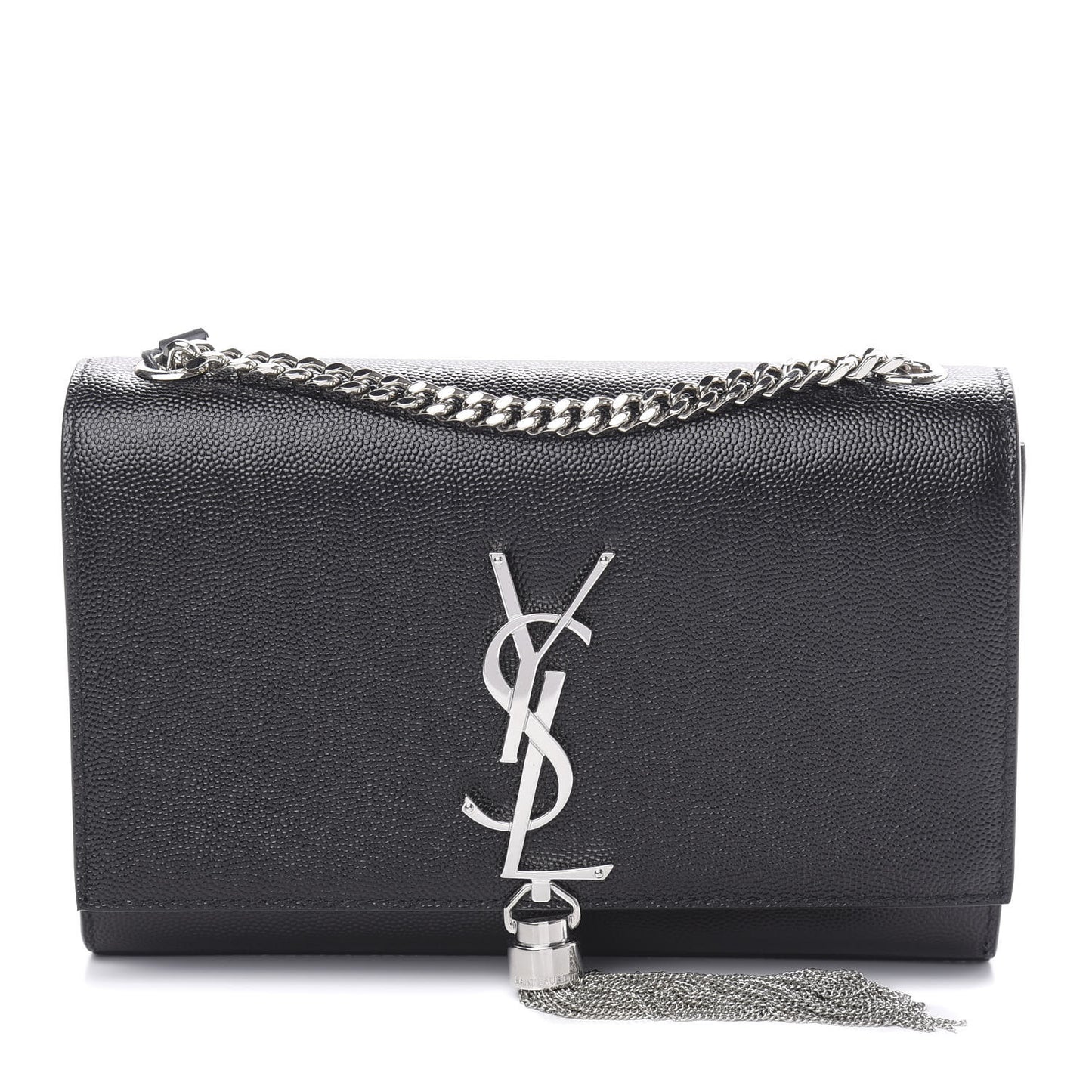 Calfskin Small Classic Monogram Kate Tassel Satchel Black