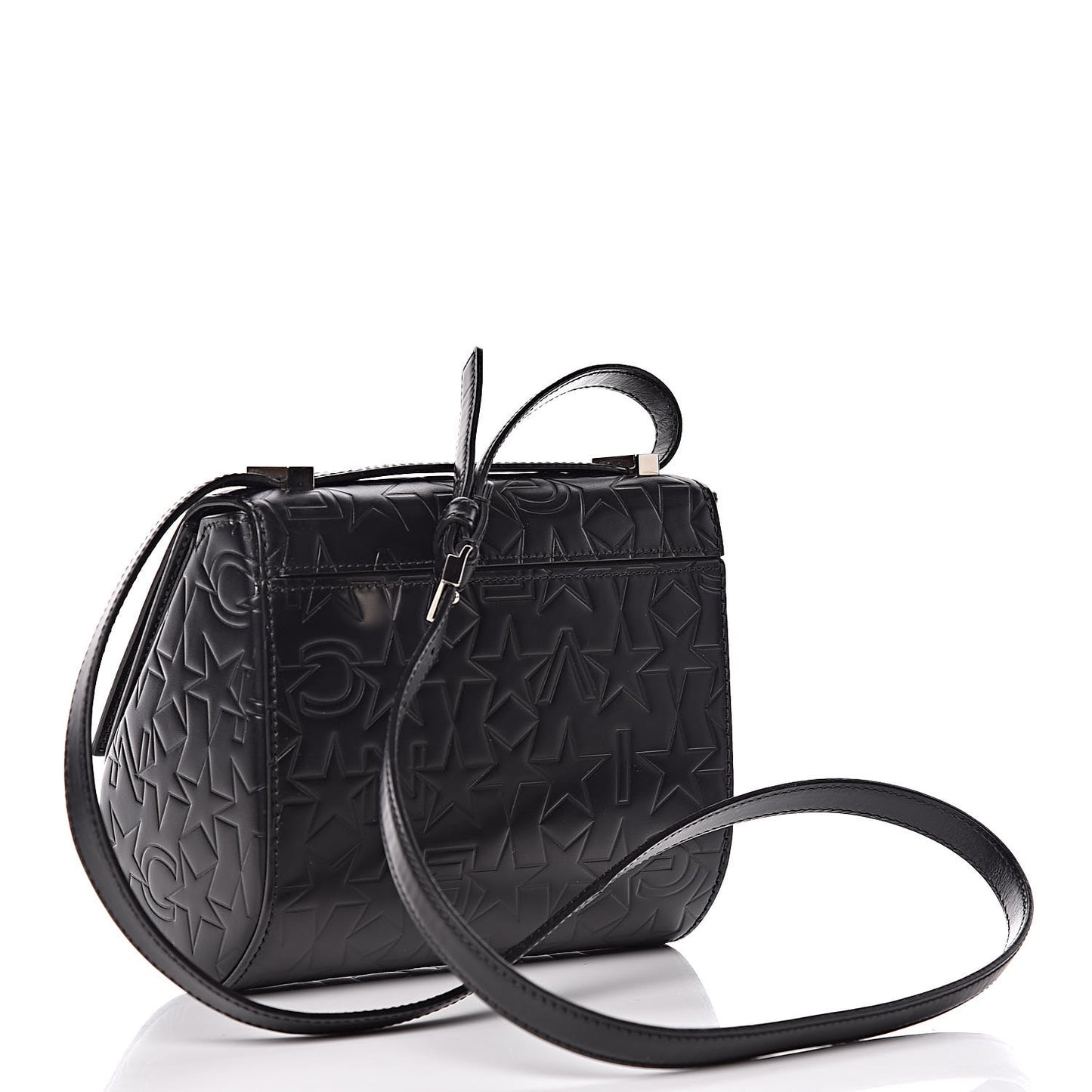 Calfskin Star Embossed Mini Pandora Box Crossbody Bag Black