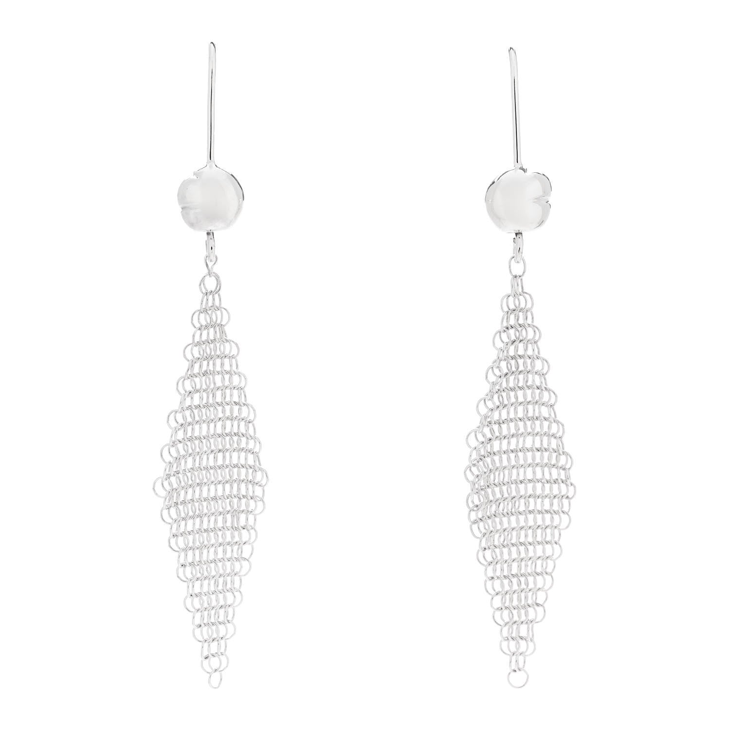 Tiffany Sterling Silver Small Elsa Peretti Mesh Earrings 1 of 4