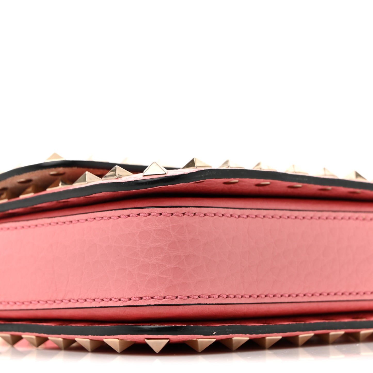 Pebbled Calfskin Rockstud Flap Crossbody Bag Paradise Rose