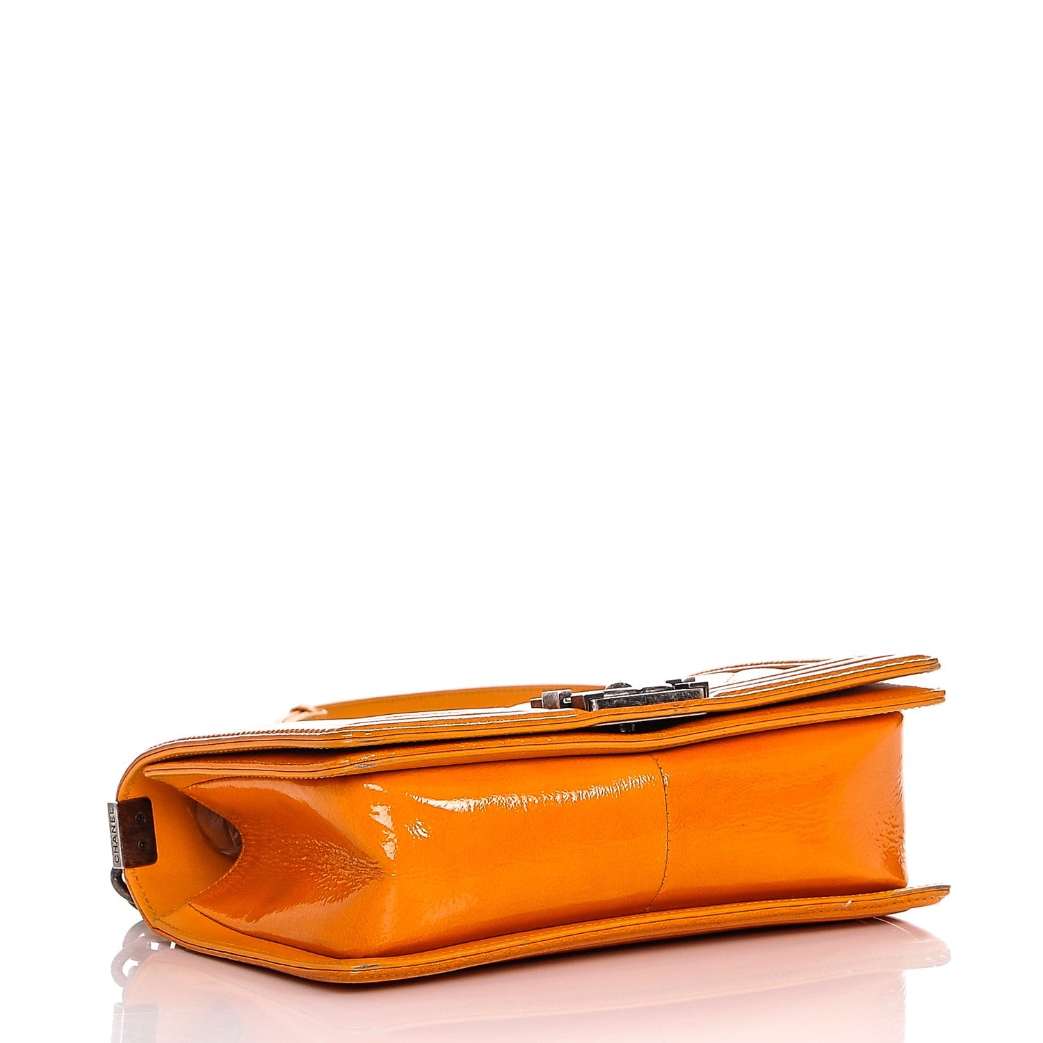 Chanel Crackled Patent Calfskin Medium Boy Flap Orange 4 of 7