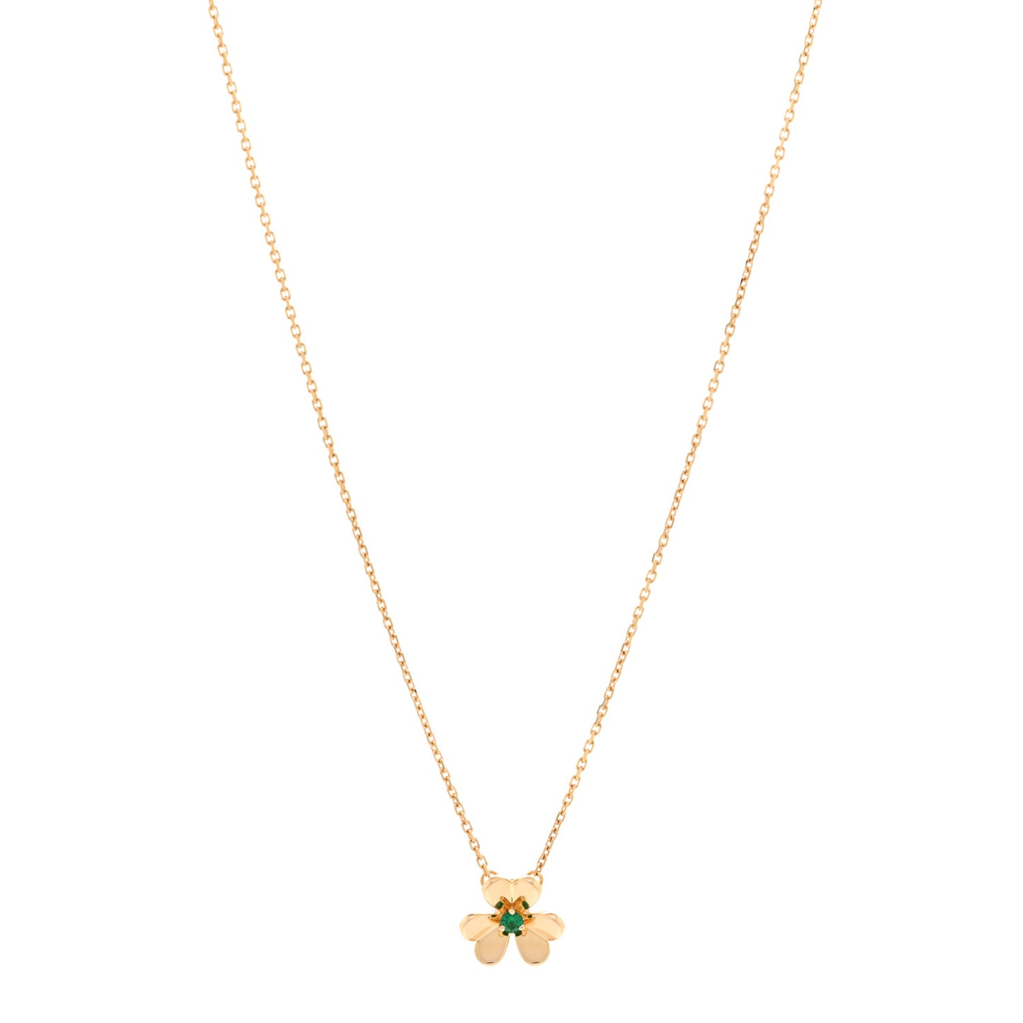 18K Yellow Gold Emerald Mini Frivole Pendant Necklace