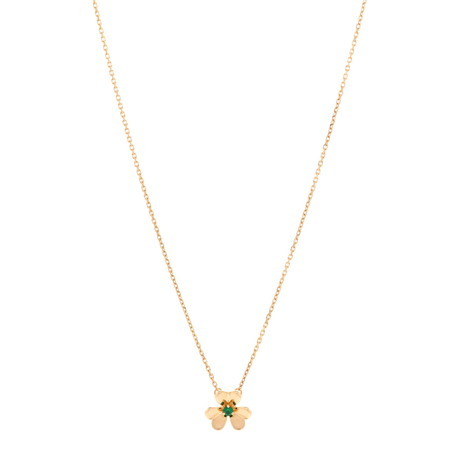 Van Cleef & Arpels 18K Yellow Gold Emerald Mini Frivole Pendant Necklace 1 of 6