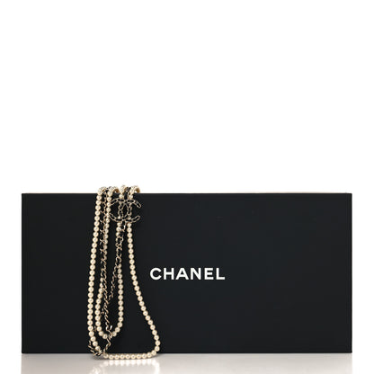 Chanel Pearl Lambskin CC Camellia Multi Strand Necklace Black Gold 5 of 5