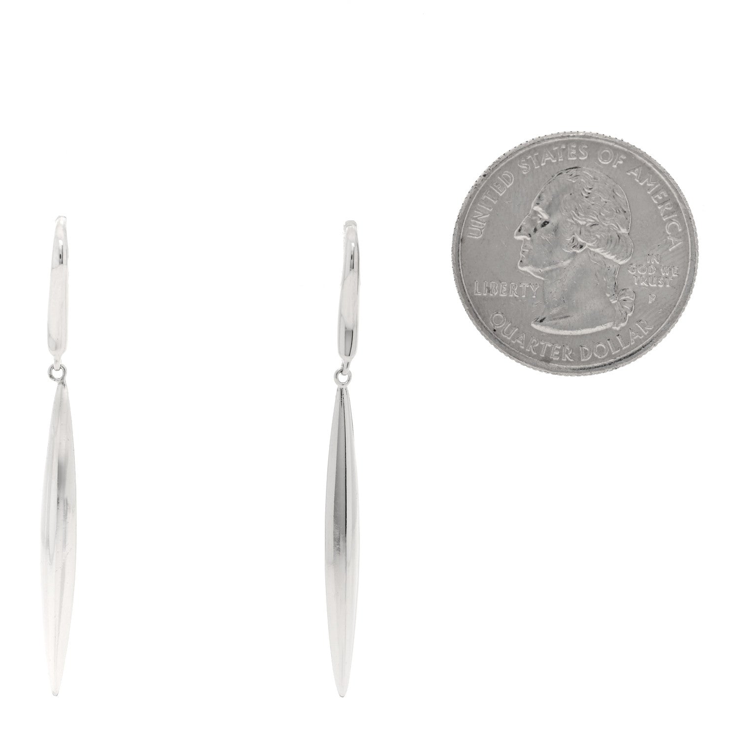 Tiffany 18K White Gold Feather Drop Earrings 2 of 4