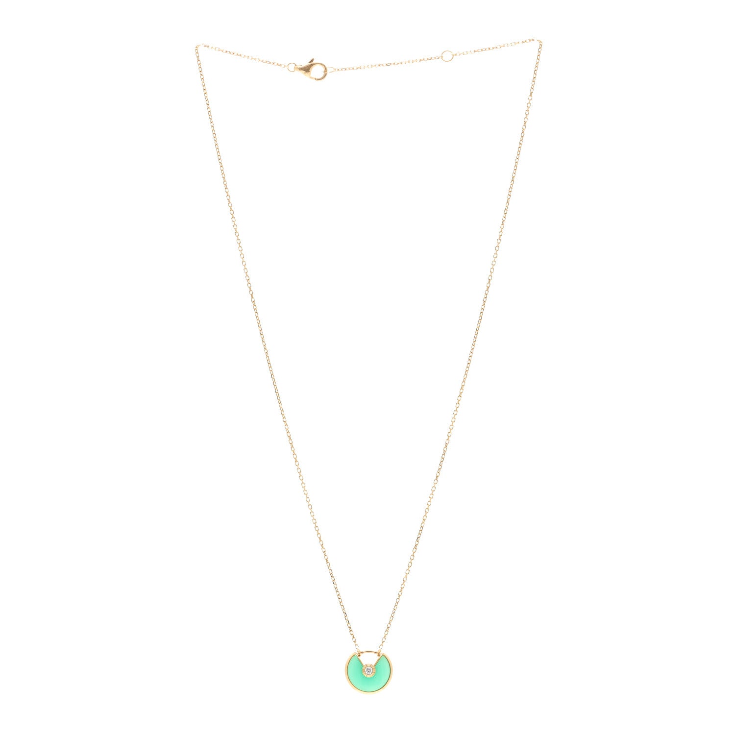 Cartier 18K Yellow Gold Diamond Chrysoprase XS Amulette de Cartier Pendant Necklace 3 of 4