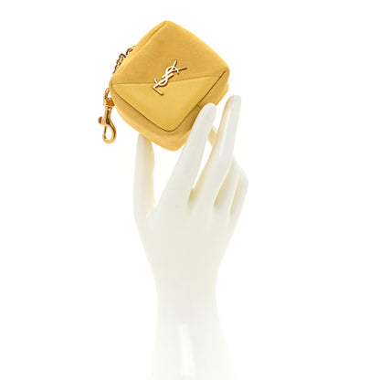 Saint Laurent Suede Lambskin Jaime Cube Charm Keychain Sunflower 2 of 14