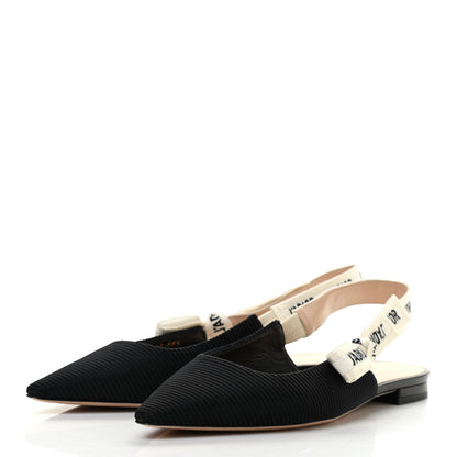 Christian Dior Technical Canvas Ribbon J'Adior Slingback Ballet Flats 38.5 Black 3 of 8