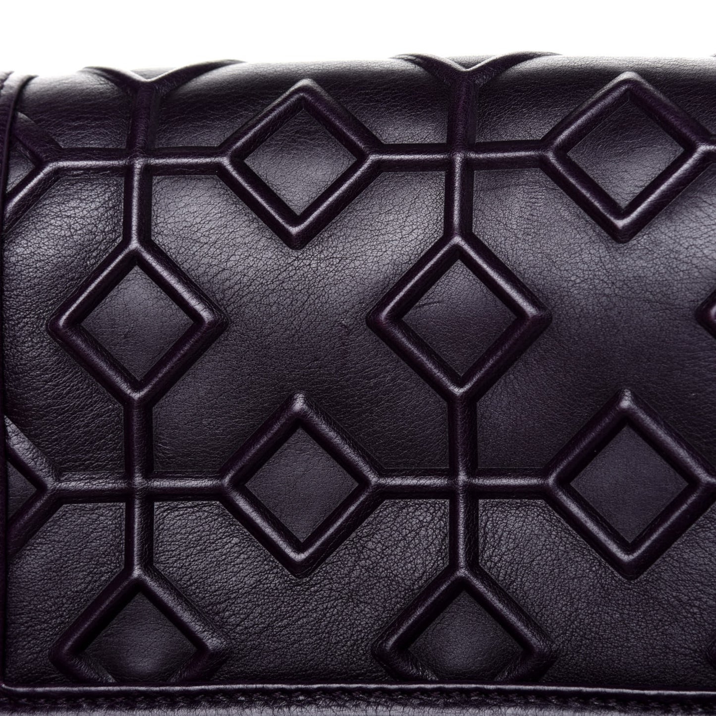 Calfskin Crystal Embossed Small Boy Flap Plum