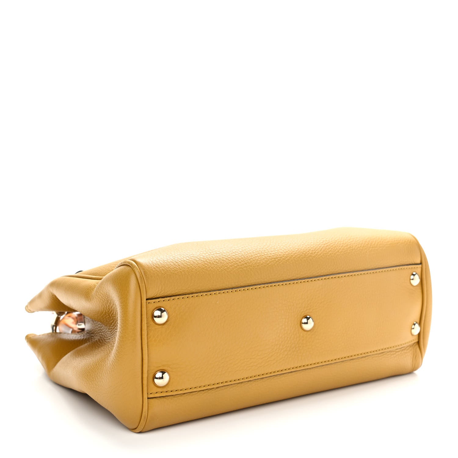 Gucci Calfskin Small Bamboo Shopper Tote Yellow 4 of 14