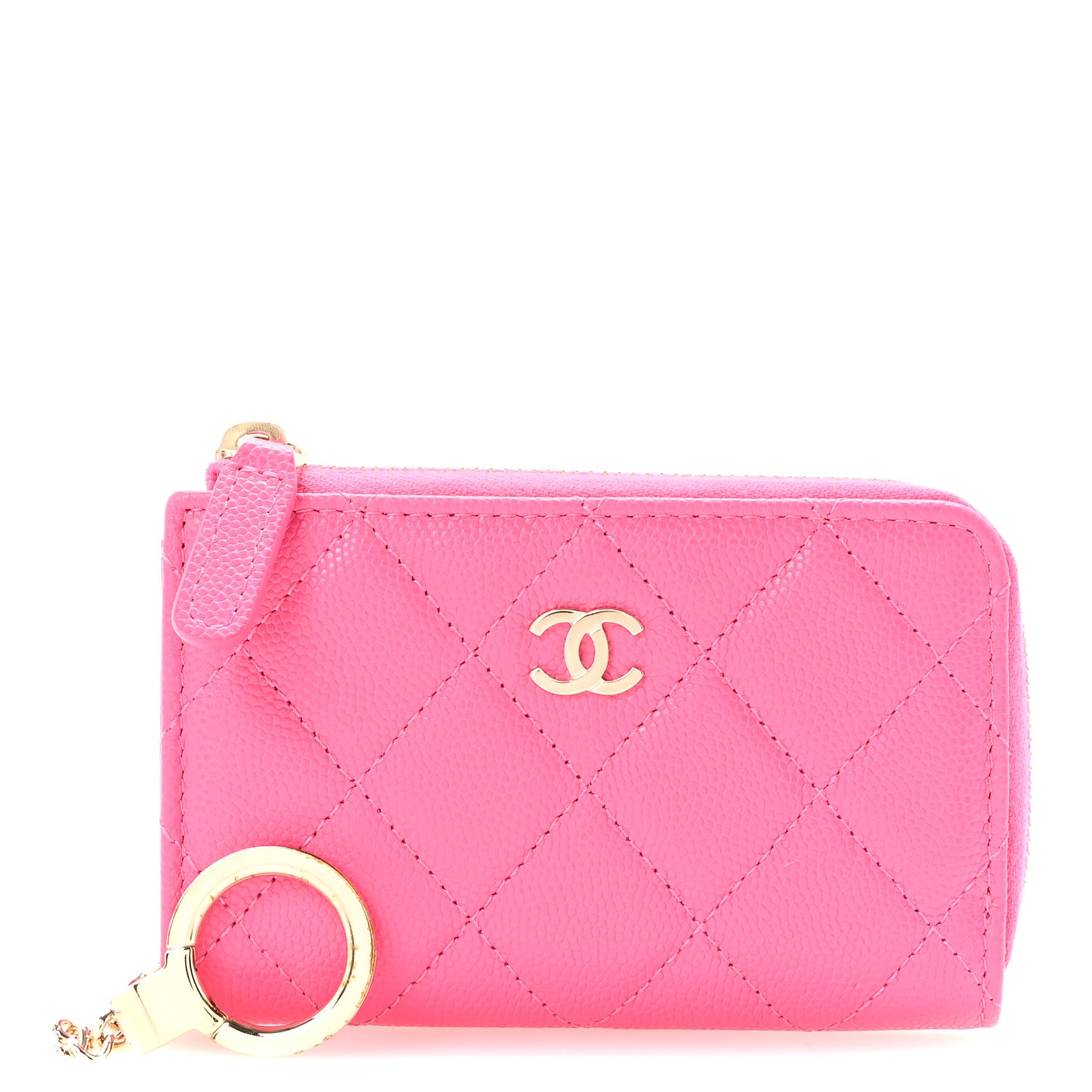 Chanel Caviar Quilted Zipped Key Holder Case Pink 1 of 7
