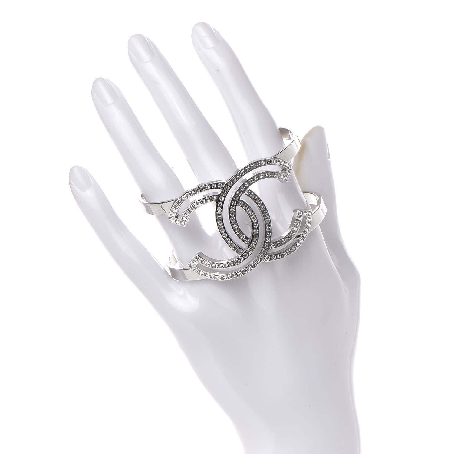 Chanel Crystal CC Cuff Silver 2 of 5