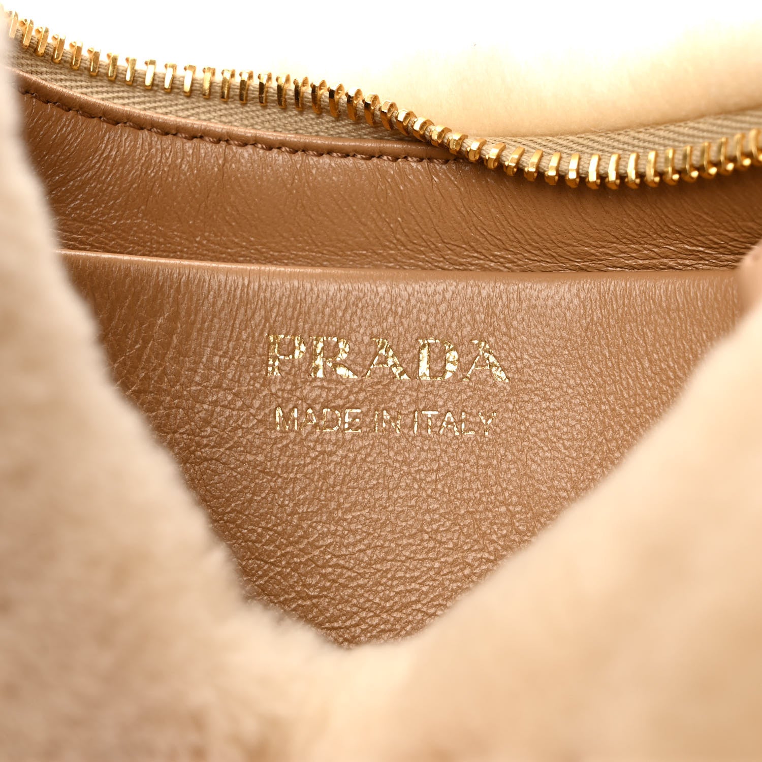 Prada Shearling Arque Shoulder Bag Ecru Noisette 6 of 9