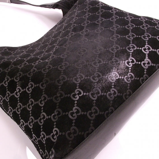 Gucci Suede Monogram Hobo Black 6 of 12