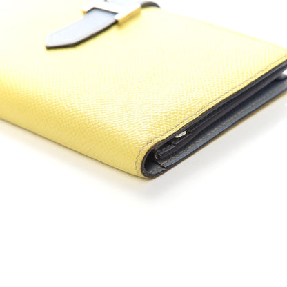 Hermes Epsom Bi-Color Bearn Gusset Wallet Lime Bleu Lin 8 of 8