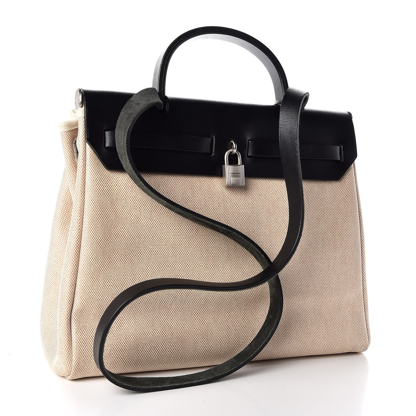 Toile Vache Calfskin Herbag 30 PM Natural Black