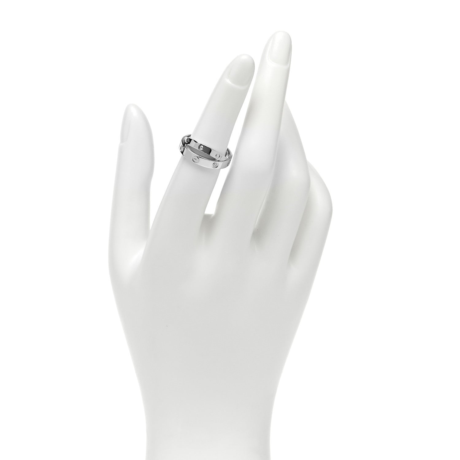 Cartier 18K White Gold 6 Diamond LOVE Ring 49 4.75 2 of 4