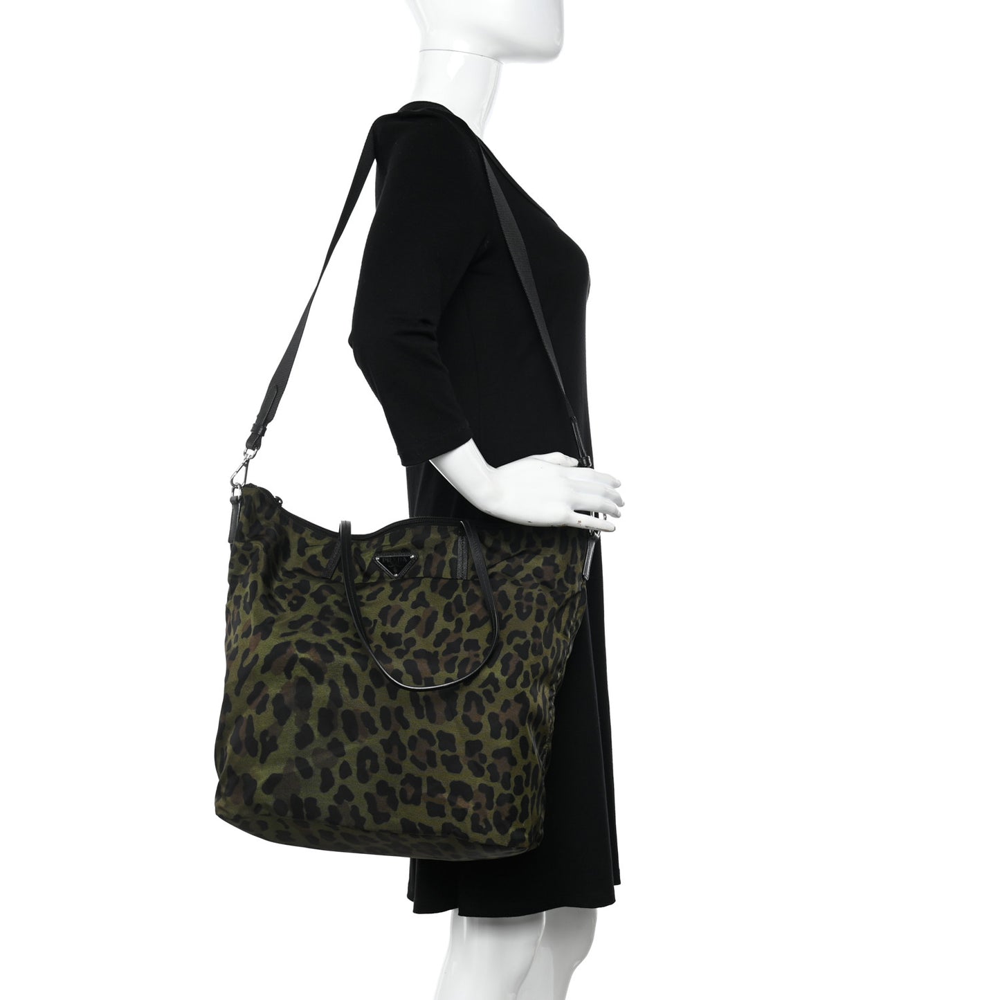 Tessuto Nylon Stampato Saffiano Tote Militare