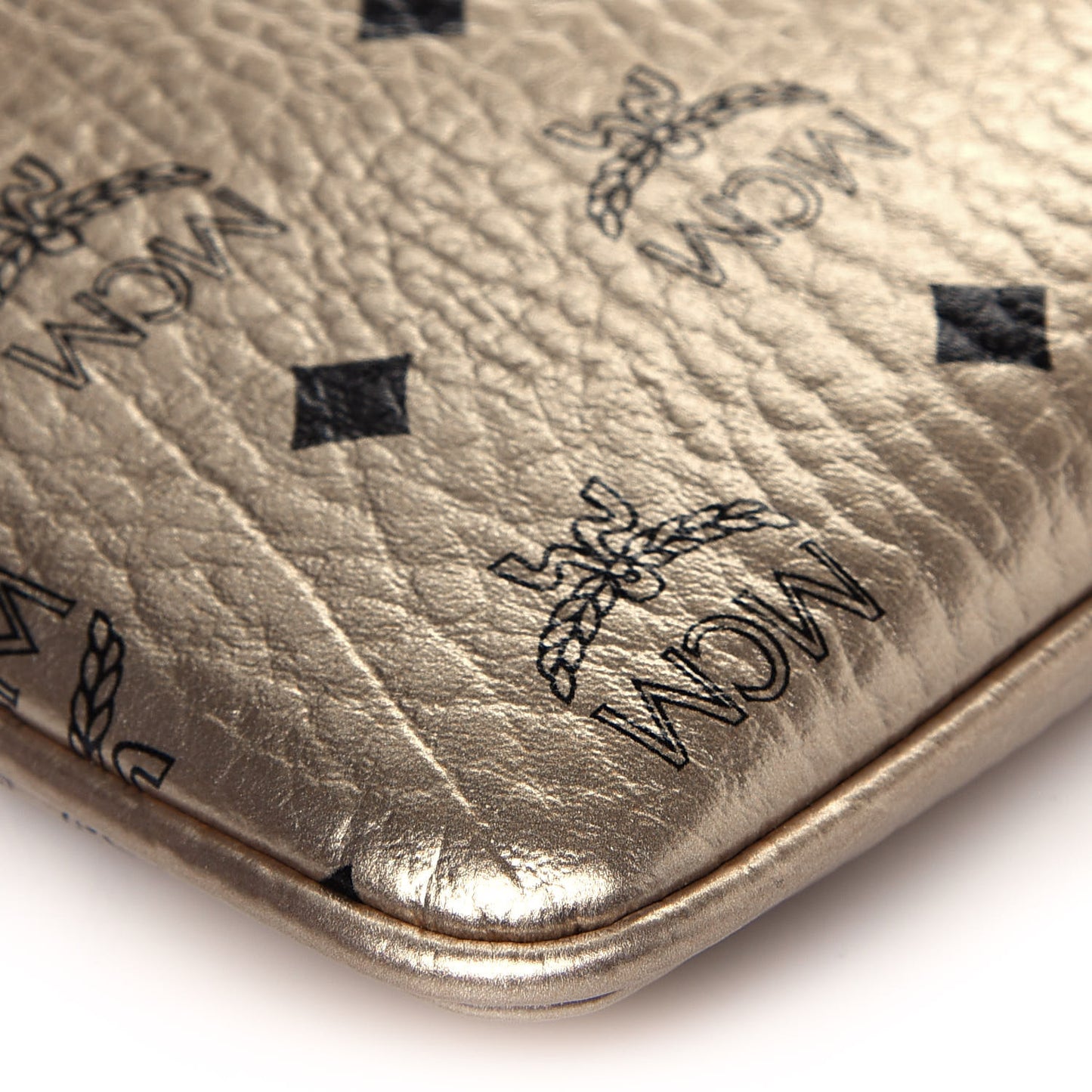 Metallic Visetos Medium Crossbody Pouch Berline Gold