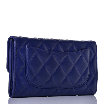 Chanel Lambskin Quilted Large Flap Wallet Navy 2 of 10