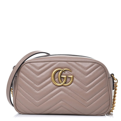 Gucci Calfskin Matelasse Small GG Marmont Chain Shoulder Bag Porcelain Rose 1 of 7