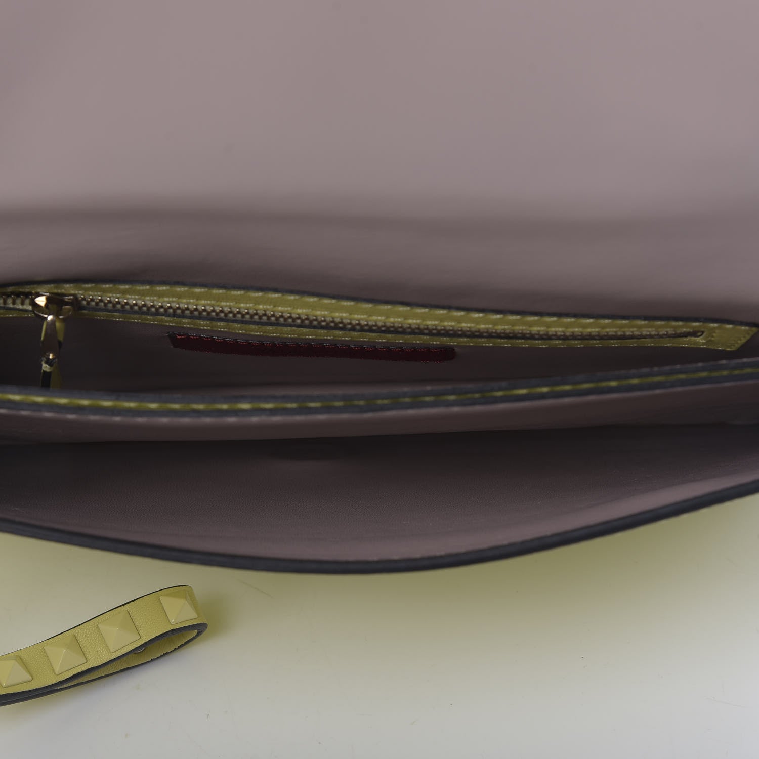 Valentino Garavani Nappa Monochrome Rockstud Wristlet Clutch Soft Yellow 5 of 13