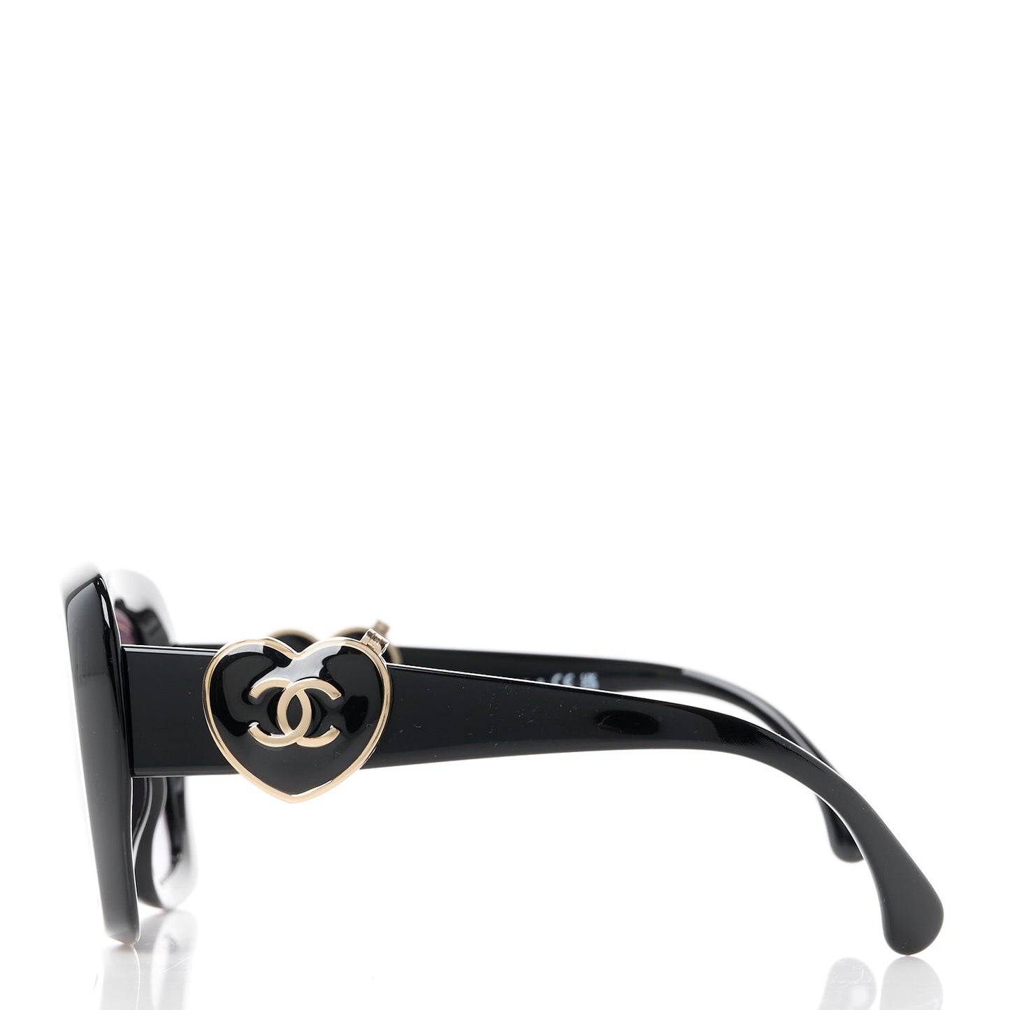 Acetate Enamel Heart Square Sunglasses 5518 Black